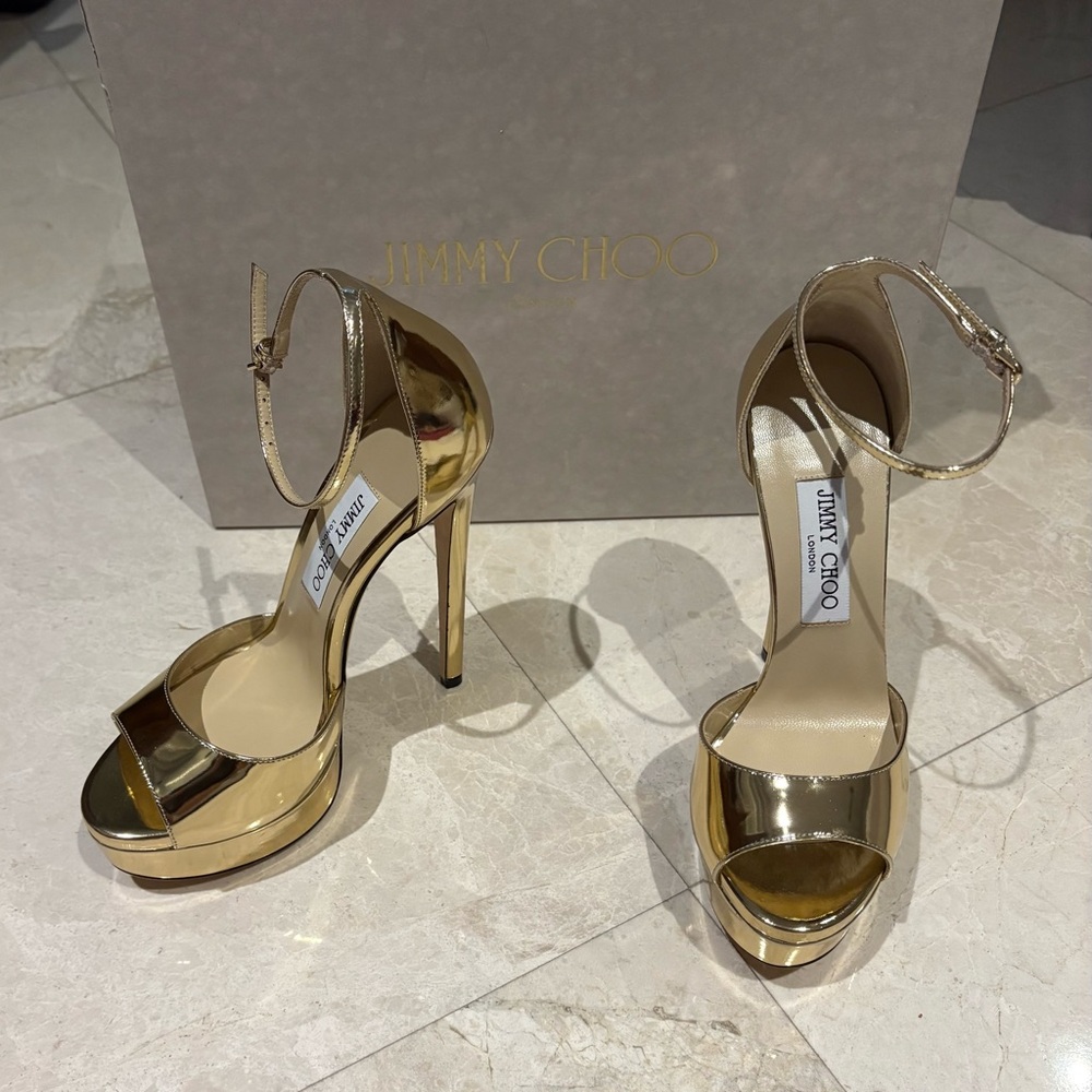Jimmy Choo Metallic Gold Platform Heels